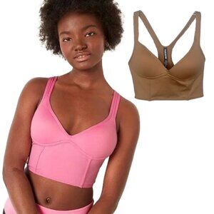 🆕 VICTORIA SECRET PINK ACTIVE Sport Bra rust Racerback Solid Long Line small
